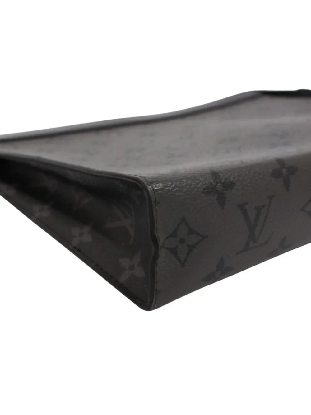 Louis Vuitton Pochette Voyage Monogram Eclipse Leather Gray Black Pouch Silver